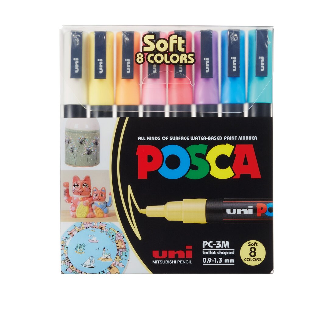 Spalvoti markeriai Uni Ball Posca Soft Color, 8 vnt. kaina ir informacija | Piešimo, tapybos, lipdymo reikmenys | pigu.lt