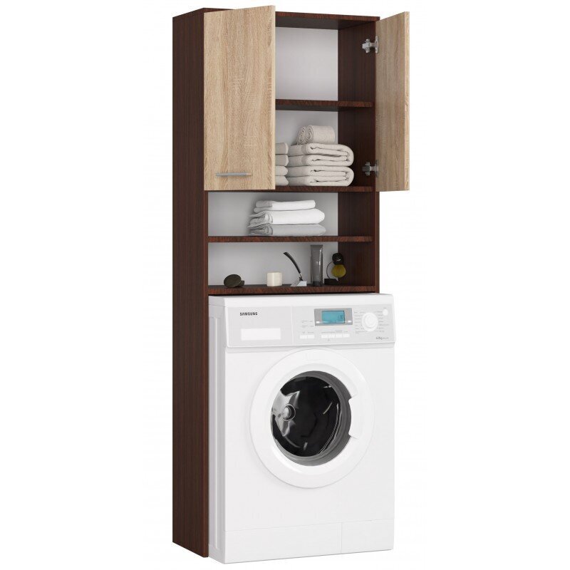 Spintelė virš skalbimo mašinos NORE Fin 1790, ruda/ąžuolo spalvos цена и информация | Vonios spintelės | pigu.lt