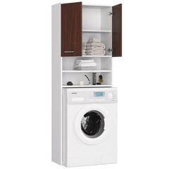 Spintelė virš skalbimo mašinos NORE Fin 1792, balta/ruda kaina ir informacija | Vonios spintelės | pigu.lt