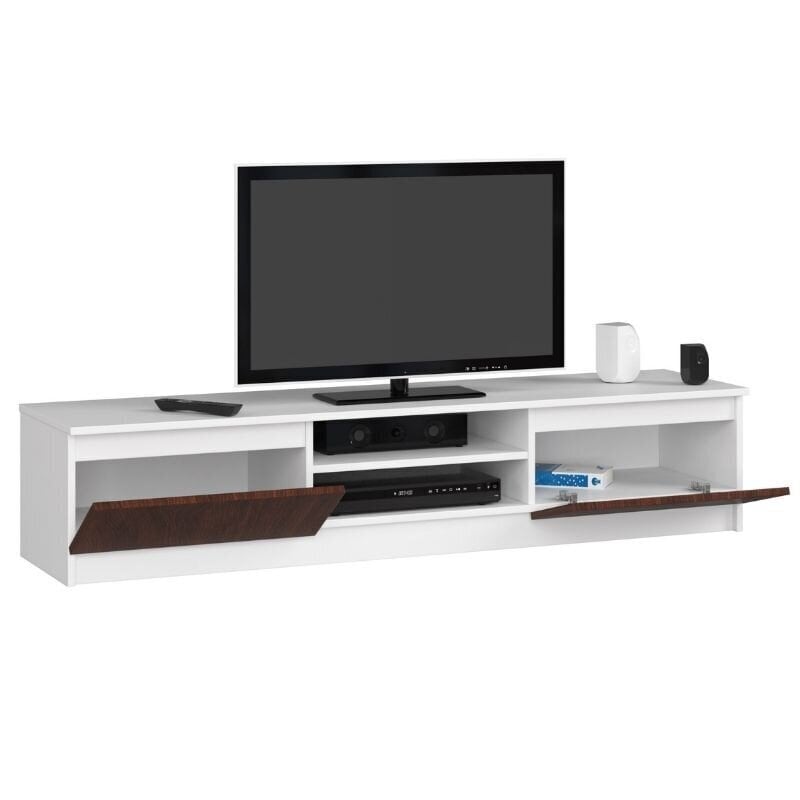 TV staliukas NORE K160 2D 1P, baltas/rudas kaina ir informacija | TV staliukai | pigu.lt