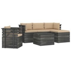 Sodo baldų komplektas iš palečių su pagalvėlėmis, 6 dalių, pilkas kaina ir informacija | Lauko baldų komplektai | pigu.lt