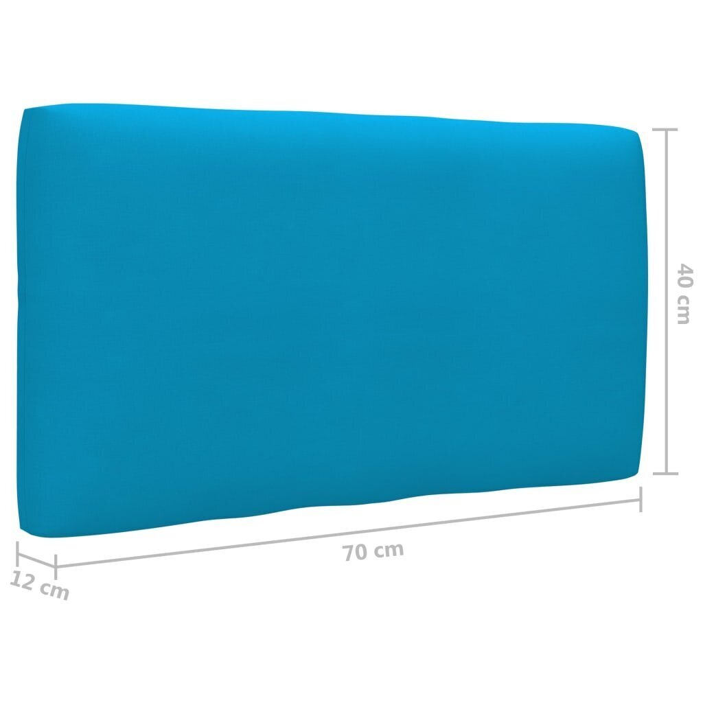 Pagalvė sofai iš palečių, 70x40x12 cm, mėlyna kaina ir informacija | Pagalvės, užvalkalai, apsaugos | pigu.lt