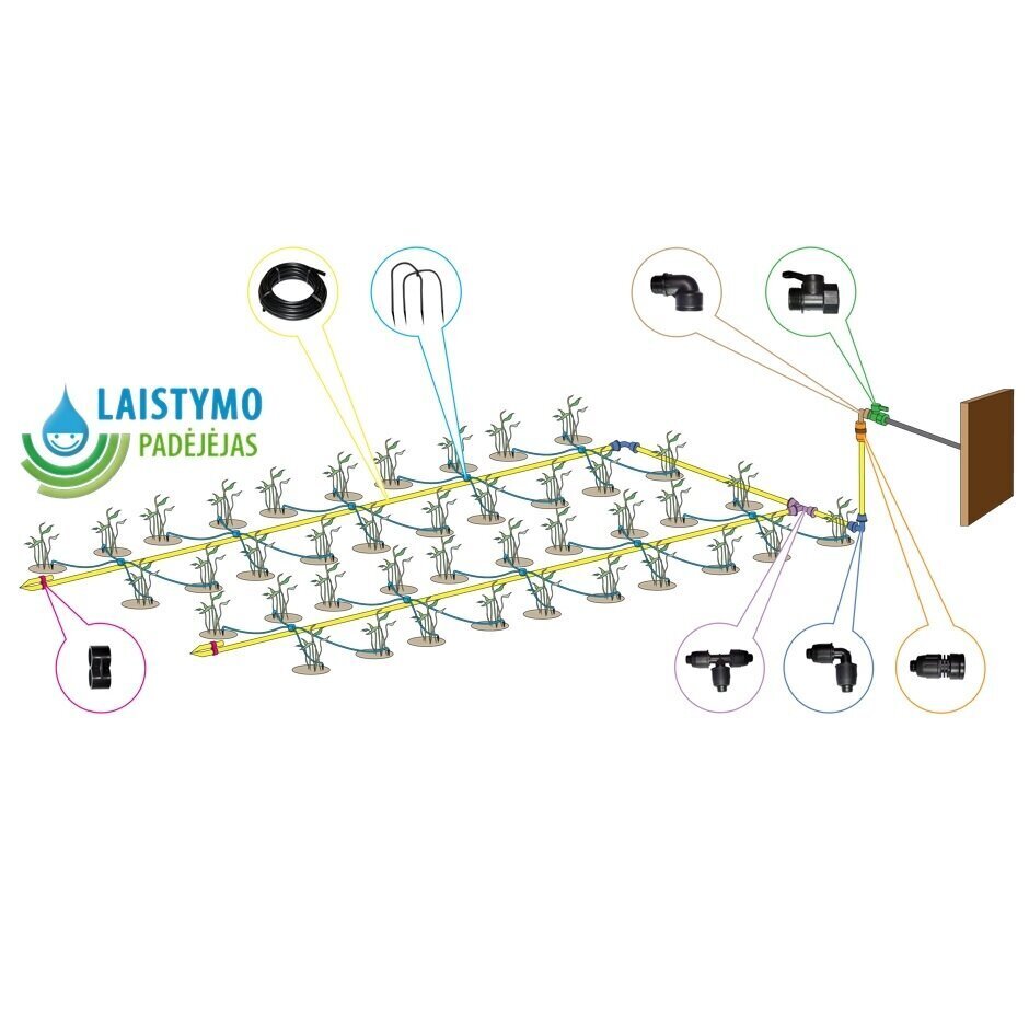 Šiltnamio laistymo sistema Keturkojis 15 m kaina ir informacija | Laistymo įranga, purkštuvai | pigu.lt