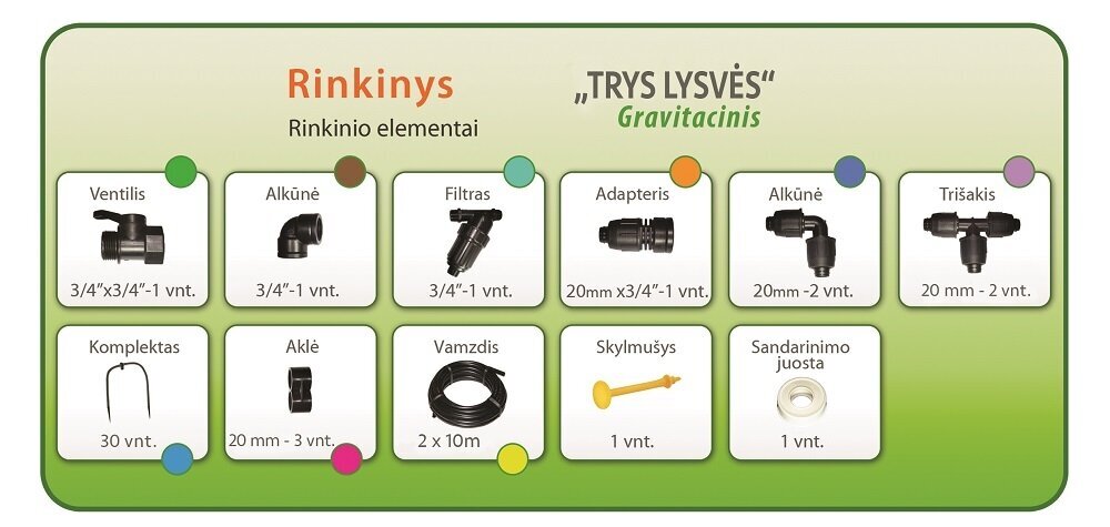 Šiltnamio laistymo sistema Maidina Trys lysvės kaina ir informacija | Laistymo įranga, purkštuvai | pigu.lt
