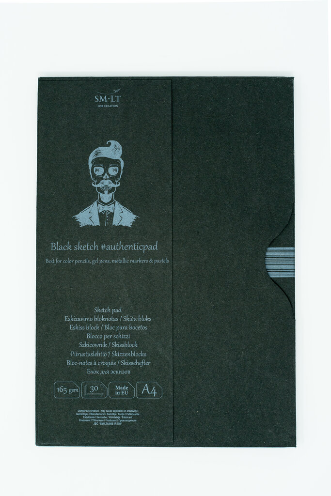 Eskizavimo bloknotas dėžutėje SMLT Authentic Black A4, 30 lapų, 165 gsm цена и информация | Sąsiuviniai ir popieriaus prekės | pigu.lt