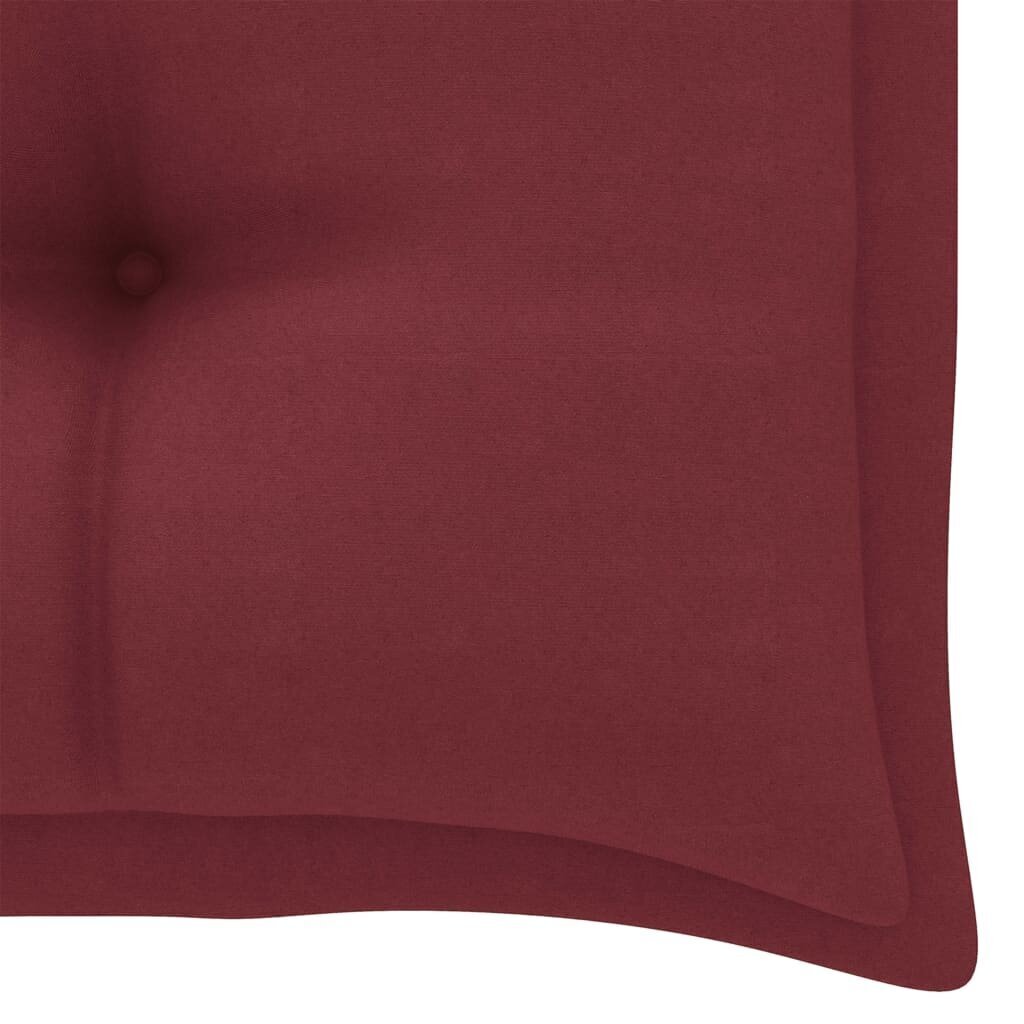Sodo suoliukas su vyno raudona pagalvėle, 112 cm, rudas kaina ir informacija | Lauko suolai | pigu.lt