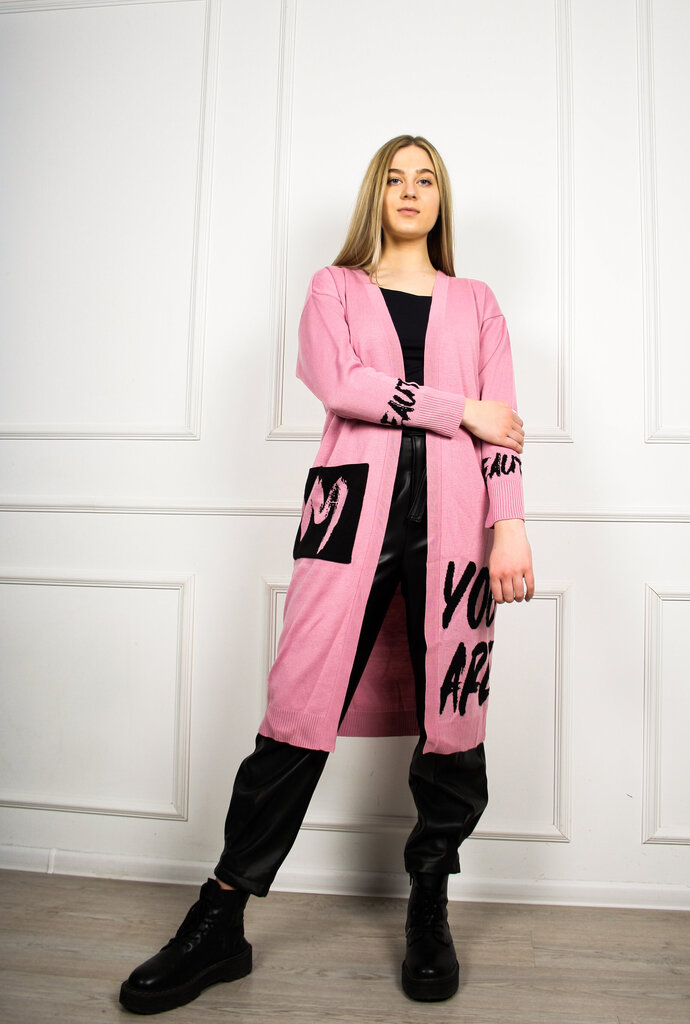 Kardiganas moterims Kredaga 901, rožinis kaina ir informacija | Megztiniai moterims | pigu.lt