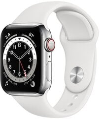 Apple Watch Series 6 40мм Silver Stainless Steel/White Sport Band цена и информация | Смарт-часы (smartwatch) | pigu.lt