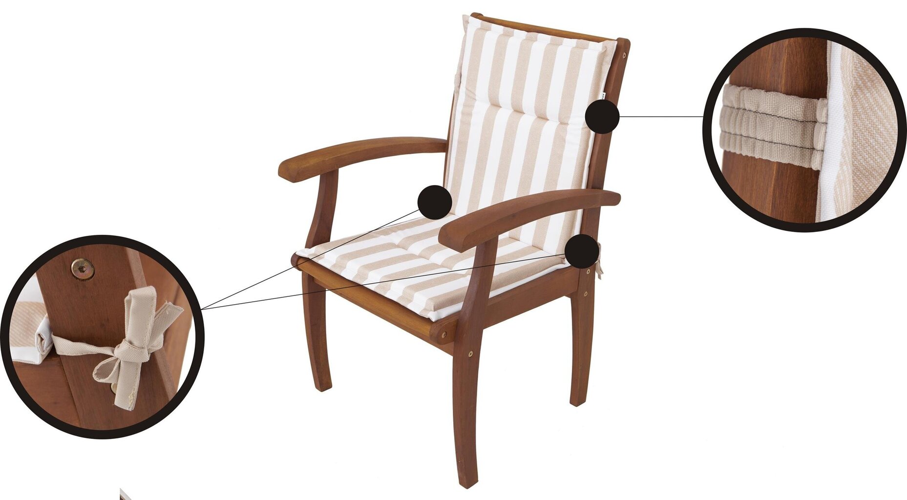Pagalvė kėdei Hobbygarden Miami, balta/smėlio spalvos kaina ir informacija | Pagalvės, užvalkalai, apsaugos | pigu.lt