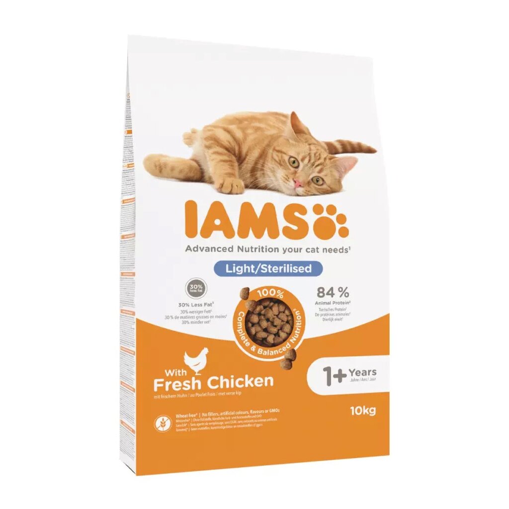 IAMS Advanced Nutrition Light/Sterilised sterilizuotoms katėms su vištiena, 10 kg kaina ir informacija | Sausas maistas katėms | pigu.lt