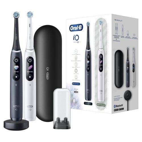 Oral-B iO8 Series Duo Pack Black Onyx /White kaina ir informacija | Elektriniai dantų šepetėliai | pigu.lt