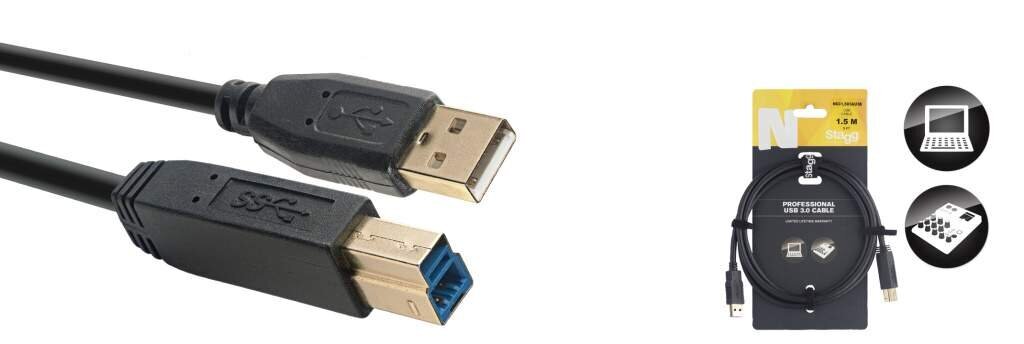 Stagg NCC1.5U3AU3B, USB-A/USB-B, 1.5 m kaina ir informacija | Kabeliai ir laidai | pigu.lt