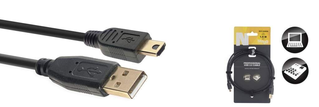 Duomenų kabelis Stagg USB A/mini USB A/m, 1,5 m kaina ir informacija | Kabeliai ir laidai | pigu.lt