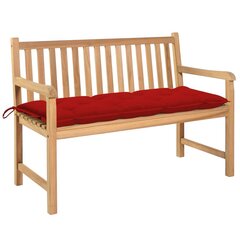 Sodo suoliukas su raudona pagalvėle, 120 cm, rudas цена и информация | Садовые скамейки | pigu.lt