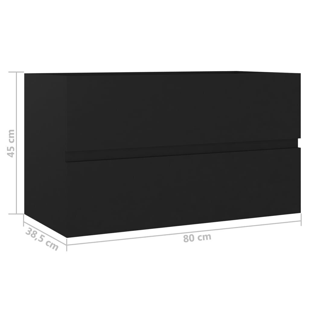 Spintelė praustuvui, 80x38,5x45 cm, juoda kaina ir informacija | Vonios spintelės | pigu.lt