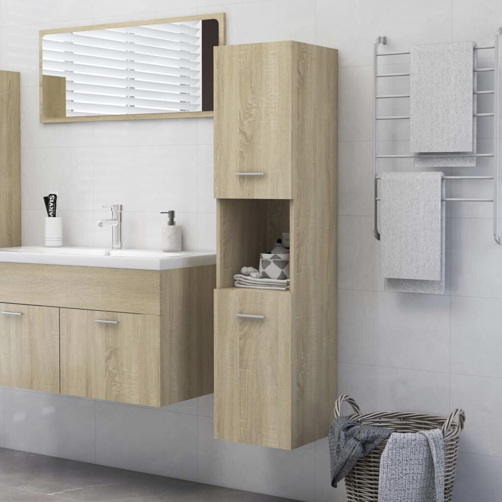 Vonios kambario spintelė, 30x30x130 cm, ruda kaina ir informacija | Vonios spintelės | pigu.lt
