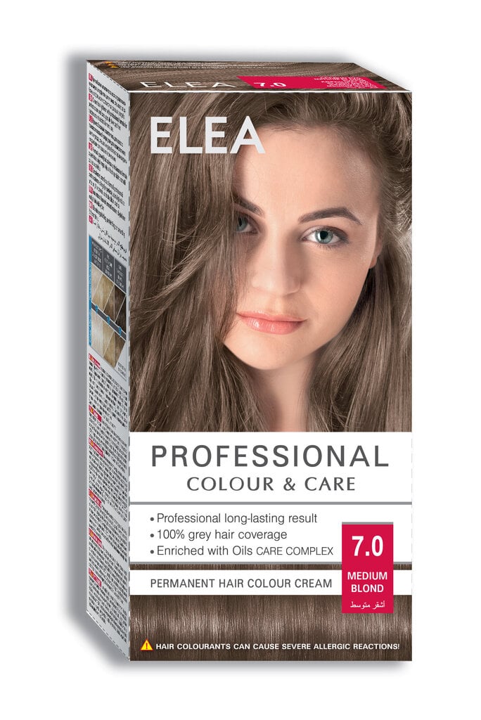 Plaukų dažai Elea Professional Colour&Care 7.0 Medium Blond, 123 ml kaina ir informacija | Plaukų dažai | pigu.lt