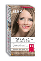 Стойкая крем-краска для волос Elea Professional Colour&Care 8.0 Light blond, 123 мл цена и информация | Краска для волос | pigu.lt