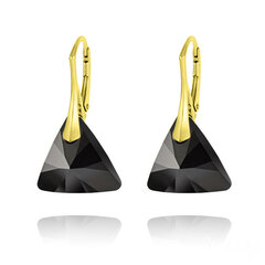 Позолоченные серебряные серьги Triangle Yellow, Jet цена и информация | Серьги | pigu.lt