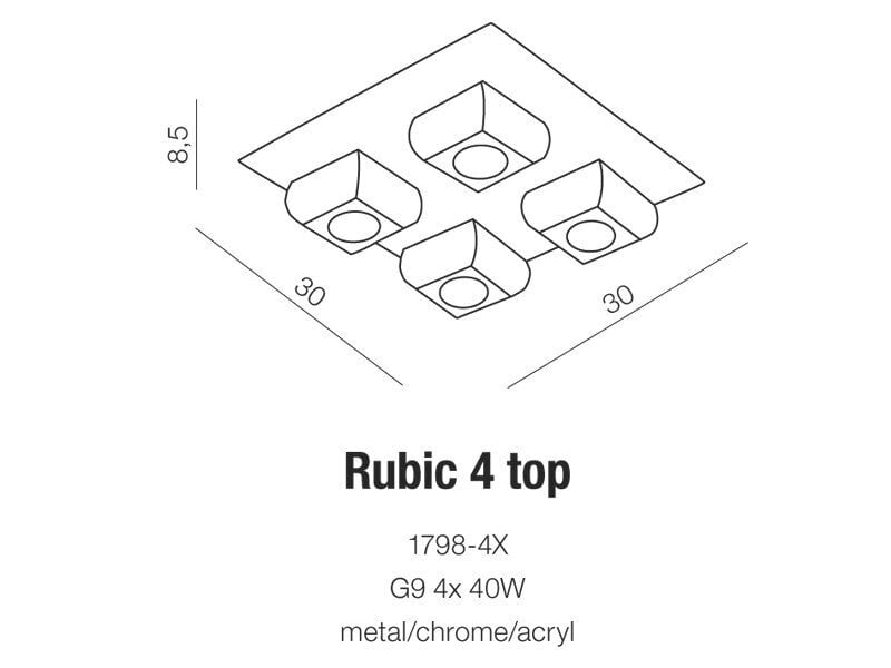 Lubinis šviestuvas AZzardo Rubic AZ0492 kaina ir informacija | Lubiniai šviestuvai | pigu.lt