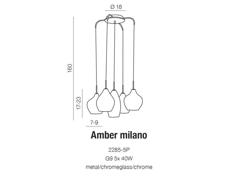 Pakabinamas šviestuvas AZzardo Amber Milano AZ0722 kaina ir informacija | Pakabinami šviestuvai | pigu.lt