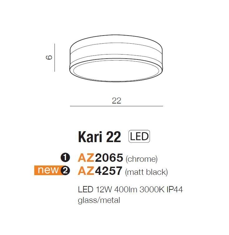 Lubinis vonios šviestuvas AZzardo Kari AZ2065 kaina ir informacija | Lubiniai šviestuvai | pigu.lt