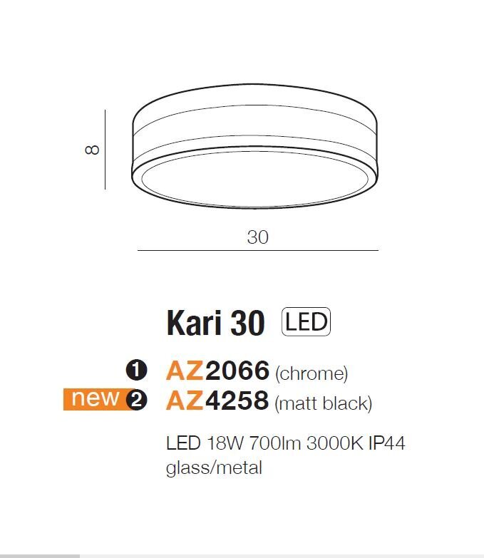 Lubinis vonios šviestuvas AZzardo Kari AZ2066 kaina ir informacija | Lubiniai šviestuvai | pigu.lt