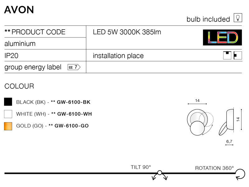 Sieninis šviestuvas AZzardo Biagio AZ2197 kaina ir informacija | Sieniniai šviestuvai | pigu.lt