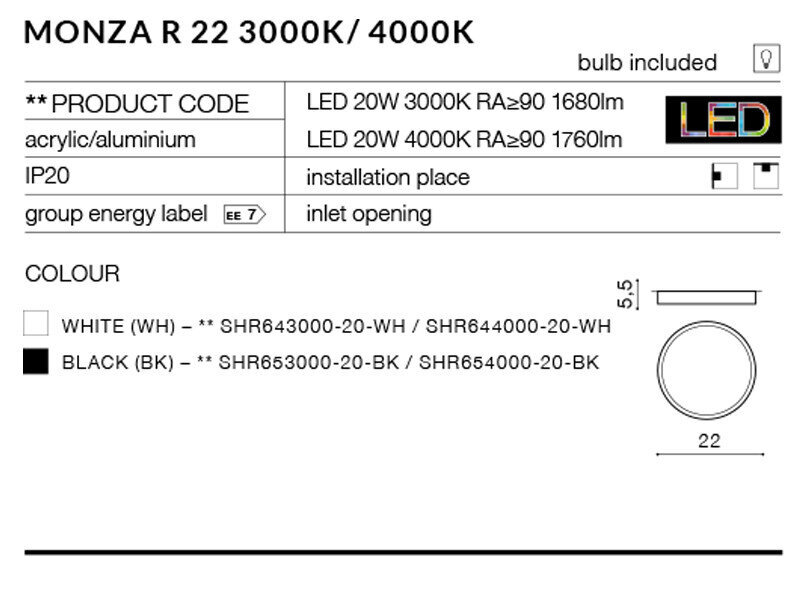 Lubinis šviestuvas AZzardo Monza r AZ2260 kaina ir informacija | Lubiniai šviestuvai | pigu.lt