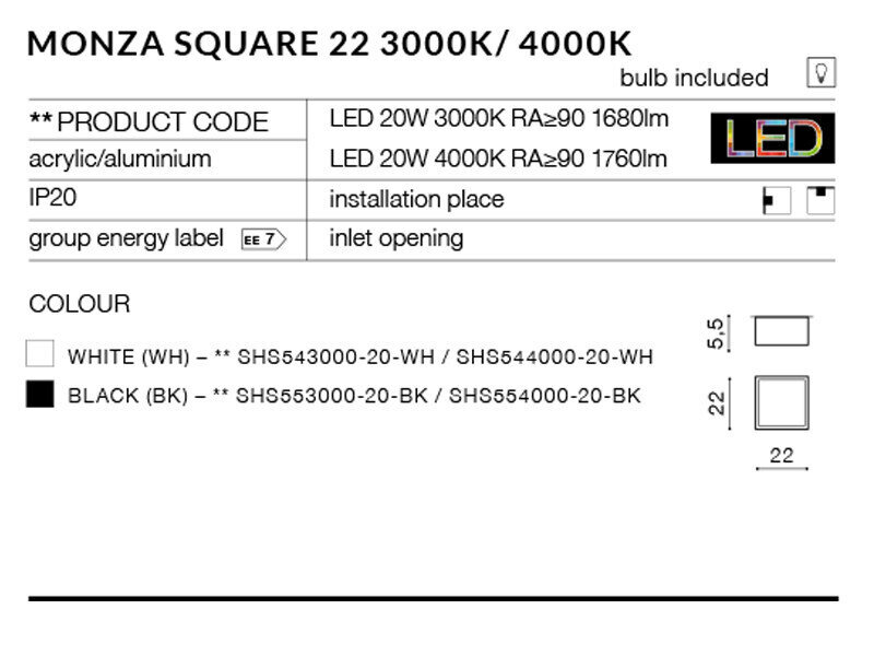 Lubinis šviestuvas AZzardo Monza sq AZ2268 kaina ir informacija | Lubiniai šviestuvai | pigu.lt