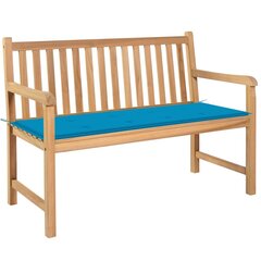 Sodo suoliukas su mėlyna pagalvėle, 120 cm, rudas kaina ir informacija | Lauko suolai | pigu.lt