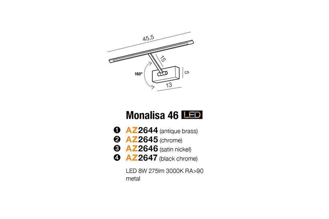 Sieninis šviestuvas AZzardo Monalisa AZ2644 kaina ir informacija | Sieniniai šviestuvai | pigu.lt