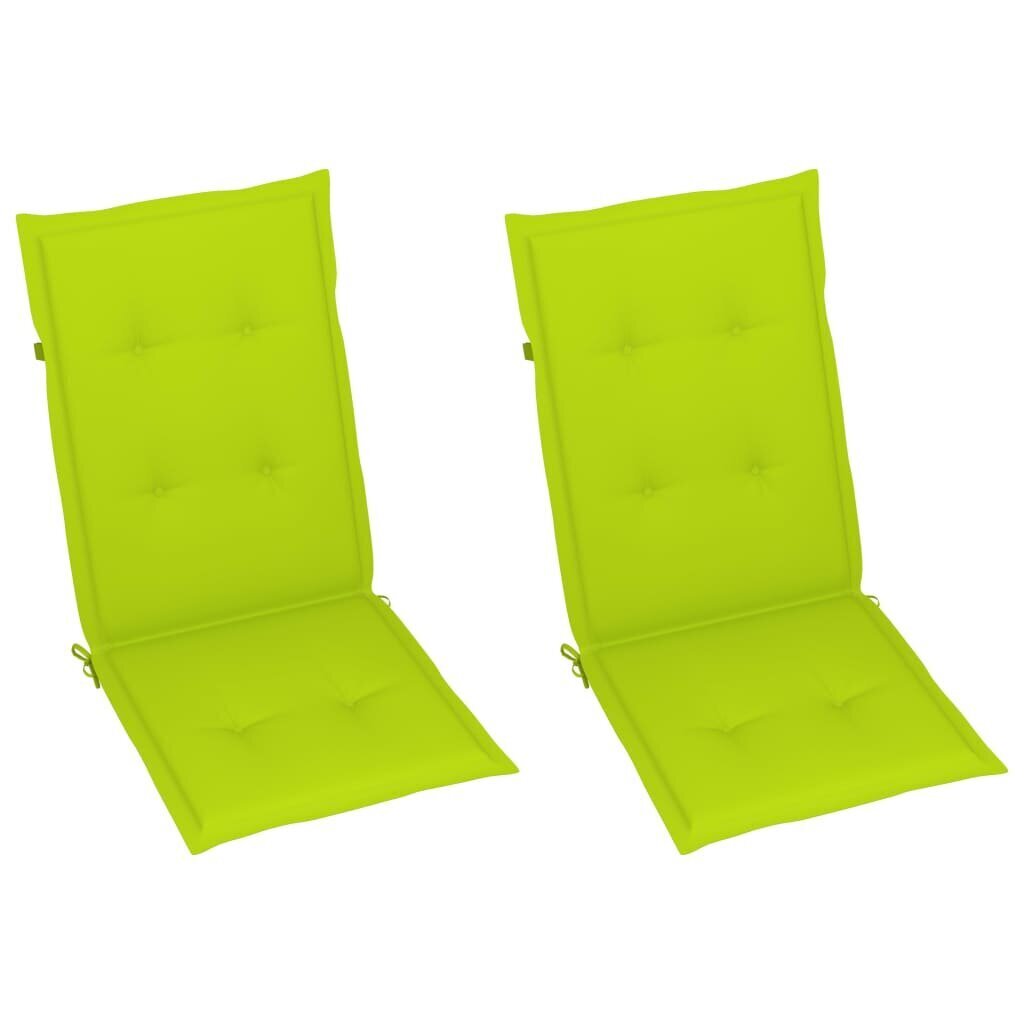 Atlošiamos sodo kėdės su pagalvėmis, 2 vnt., žalios kaina ir informacija | Lauko kėdės, foteliai, pufai | pigu.lt