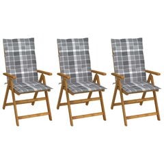 Sulankstomos sodo kėdės su pagalvėmis, 3 vnt, rudos цена и информация | Садовые стулья, кресла, пуфы | pigu.lt