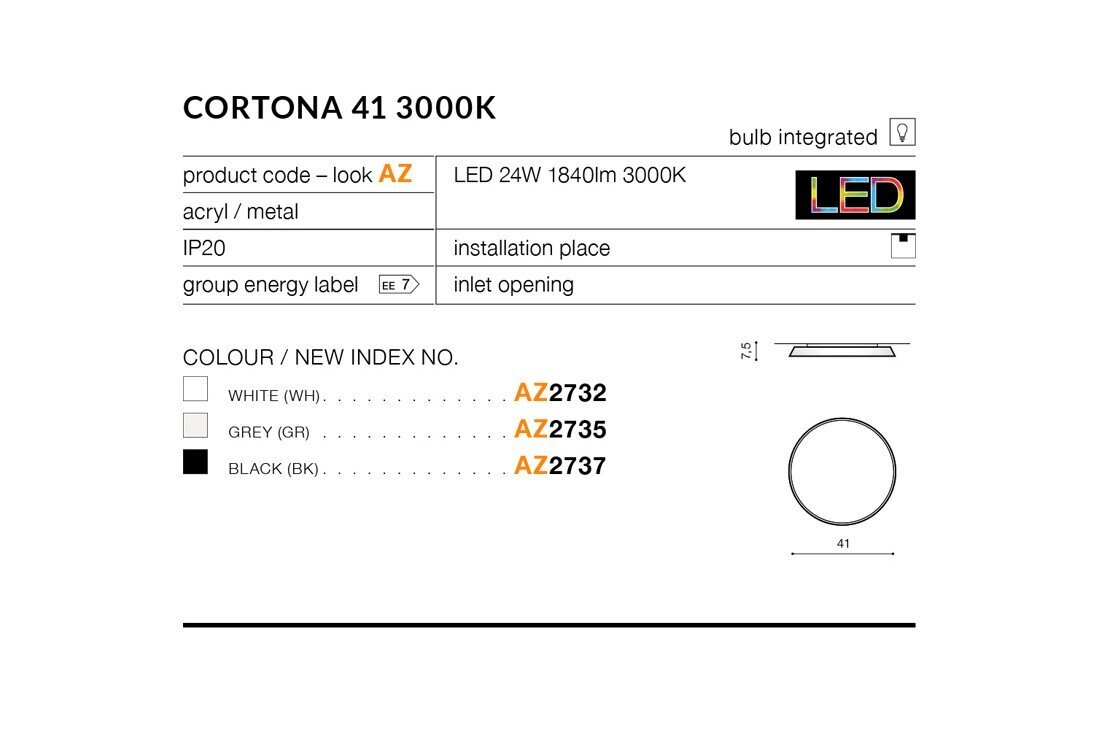 Lubinis šviestuvas AZzardo Cortona AZ2730 kaina ir informacija | Lubiniai šviestuvai | pigu.lt