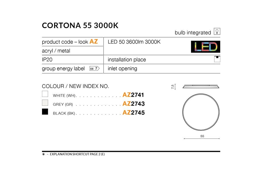 Lubinis šviestuvas AZzardo Cortona AZ2743 kaina ir informacija | Lubiniai šviestuvai | pigu.lt