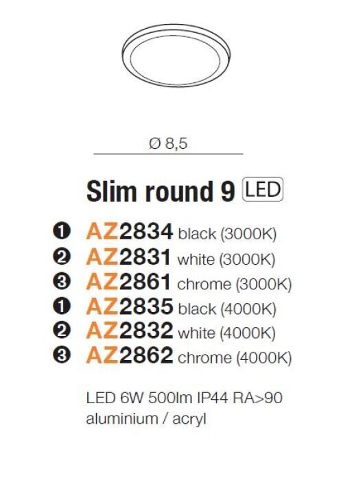 Įleidžiamas šviestuvas AZzardo Round AZ2831 kaina ir informacija | Įmontuojami šviestuvai, LED panelės | pigu.lt