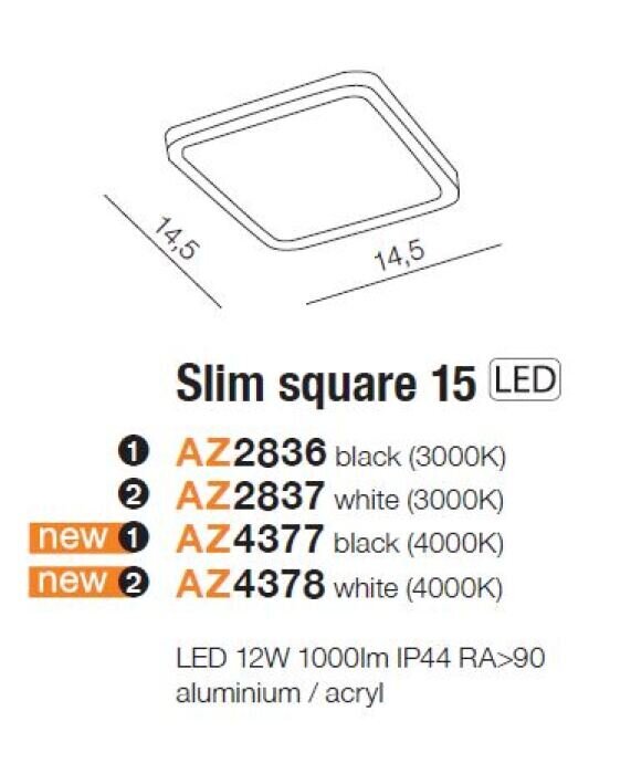 Įleidžiamas šviestuvas AZzardo Square AZ2836 kaina ir informacija | Įmontuojami šviestuvai, LED panelės | pigu.lt
