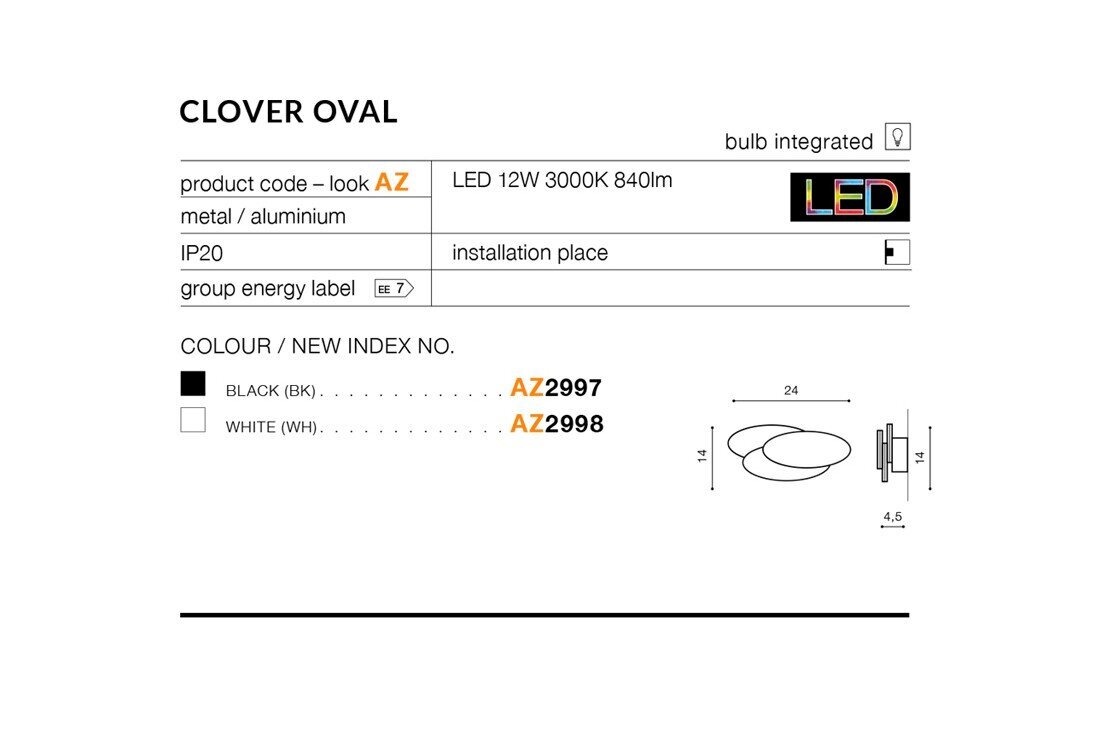 Sieninis šviestuvas AZzardo Clover AZ2998 цена и информация | Sieniniai šviestuvai | pigu.lt