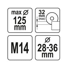 Pjovimo apsauga pjovimo nuo dulkių reguliuojama M14 115/125 mm YT-82992 kaina ir informacija | Šlifuokliai | pigu.lt