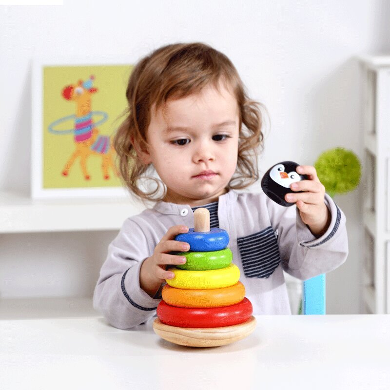 Medinis suveriamas bokštas Tooky Toy kaina ir informacija | Žaislai kūdikiams | pigu.lt