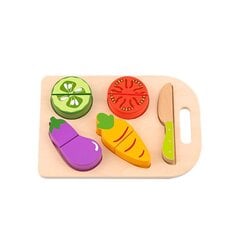 Medinės pjaustomos žaislinės daržovės su lentele Tooky Toy, 8 vnt kaina ir informacija | Žaislai kūdikiams | pigu.lt