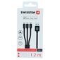 Swissten Textile Universal 3in1 USB-C / Lightning Data MFI / MircoUSB Cable 1.2m Black цена и информация | Kabeliai ir laidai | pigu.lt