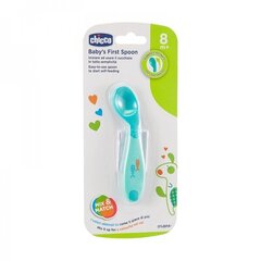 Силиконовая ложка CHICCO First Spoon, 8 мес.+, зеленая цена и информация | Детская посуда, контейнеры для молока и еды | pigu.lt