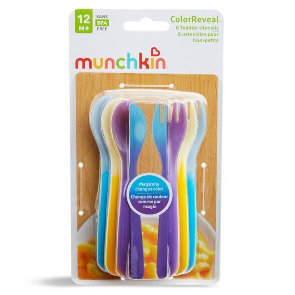 Šaukšteliai ir šakutės reaguojantys į karštį Munchkin 12 mėn.+ kaina ir informacija | Kūdikių indai, indeliai pienui ir įrankiai | pigu.lt