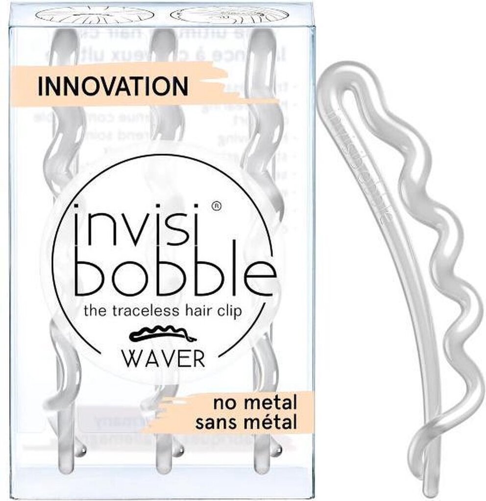 Plaukų segtukai Invisibobble Waver Plus Crystal Clear, 3 vnt. цена и информация | Plaukų aksesuarai | pigu.lt