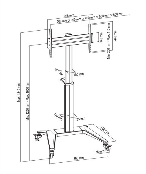 Deltaco ARM-0452 37-70” цена и информация | Televizorių laikikliai, tvirtinimai | pigu.lt