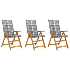 Sulankstomos sodo kėdės su pagalvėmis, 3 vnt, rudos kaina ir informacija | Lauko kėdės, foteliai, pufai | pigu.lt