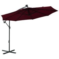 Gembės formos skėtis su LED ir plieniniu stulpu, raudonas цена и информация | Зонты, маркизы, стойки | pigu.lt