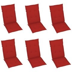 Sodo kėdės pagalvėlės, 120x50x4 cm, 6 vnt, raudonos цена и информация | Подушки, наволочки, чехлы | pigu.lt